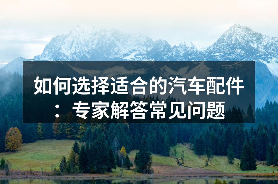 选择合适的汽车配件至关重要